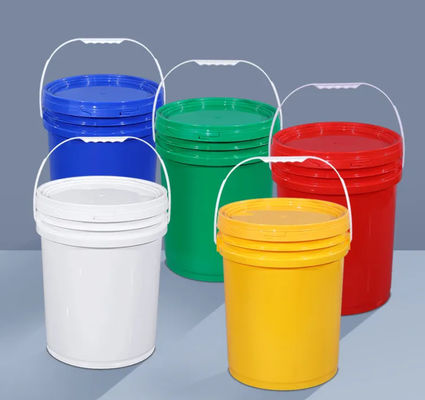 ঢাকনা 20L OEM সহ তাপ স্থানান্তর মুদ্রণ বৃত্তাকার পরিষ্কার পিপি প্লাস্টিকের বালতি